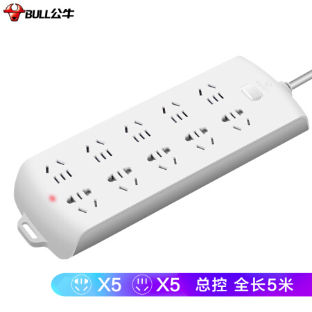 公牛（BULL）GN-B20A0 超功率保护 新国标插座/插线板/10位5米