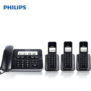 办公用品 飞利浦(PHILIPS）无绳电话机子母机一拖三 办公家用 DCTG192