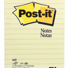 3M黄色横线条便条纸(102*150mm/100页)660