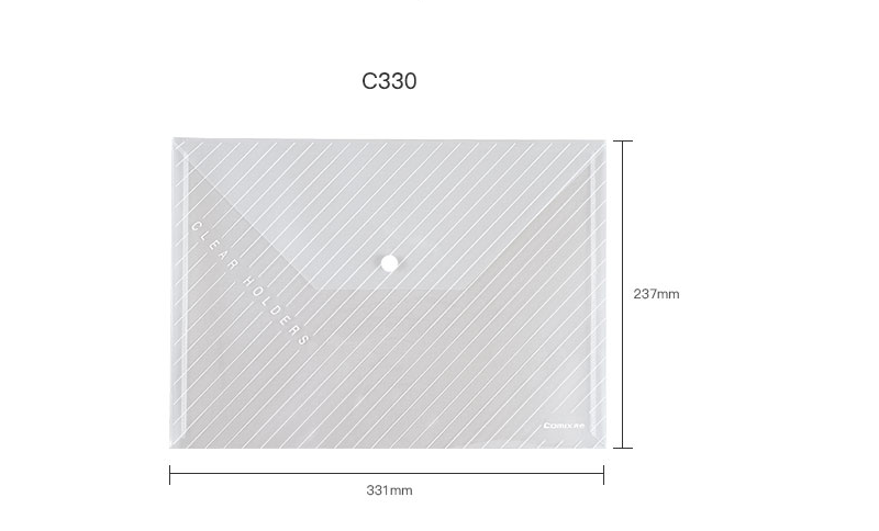 齐心透明按扣式文件袋C330