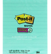 3M狠贴系列混色横线条便条纸(101mm*152mm)660-3SSMIA