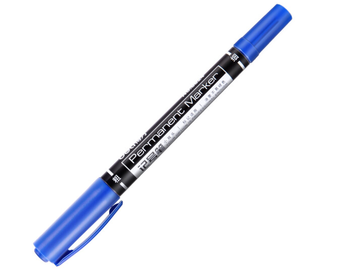 得力小双头记号笔(蓝)6824