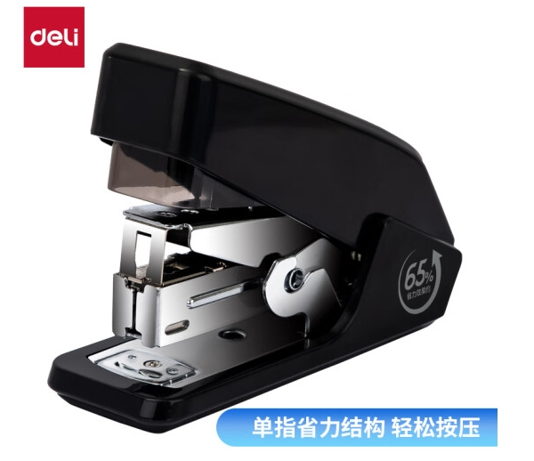 得力(deli)省力结构订书机 黑色0466 适配12#订书钉
