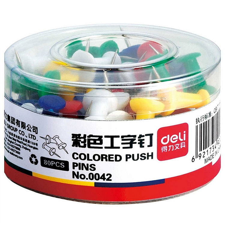得力 0042 彩色工字钉 80枚/筒 （单位：筒） 彩色